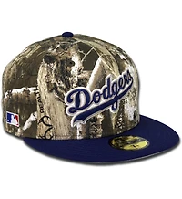Los Angeles Dodgers Script 805 Real Tree Pack MLB Side Patch Gray UV 59FIFTY Fitted Hat