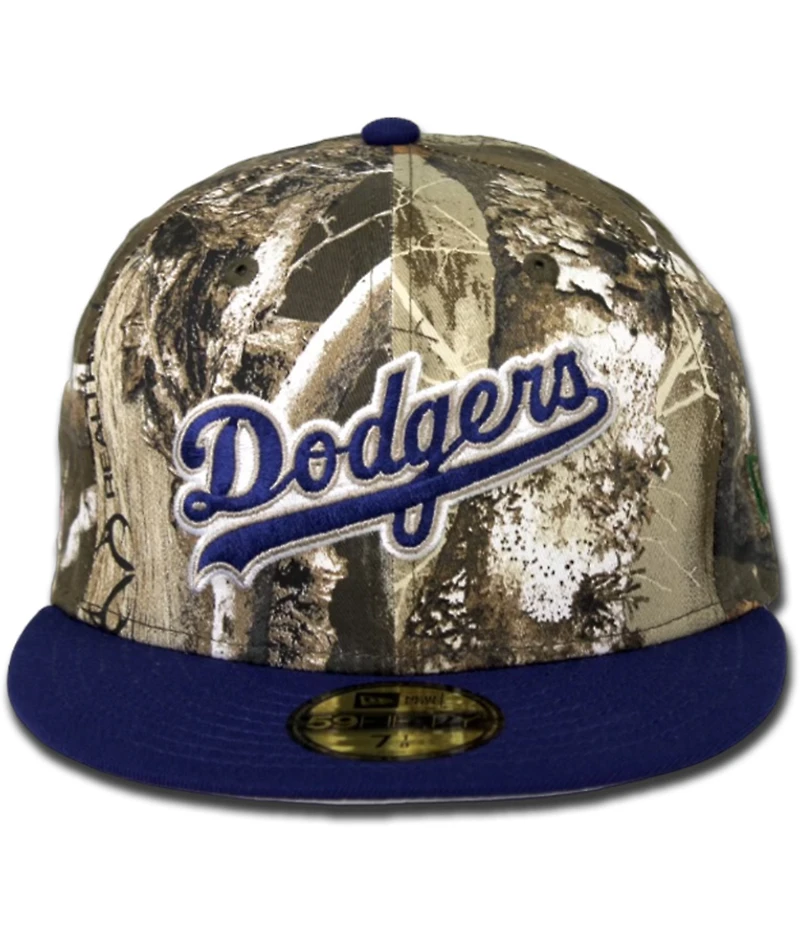 Los Angeles Dodgers Script 805 Real Tree Pack MLB Side Patch Gray UV 59FIFTY Fitted Hat