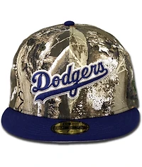 Los Angeles Dodgers Script 805 Real Tree Pack MLB Side Patch Gray UV 59FIFTY Fitted Hat