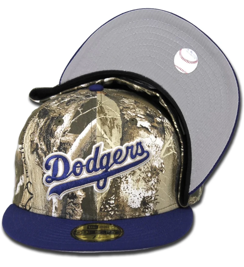 Los Angeles Dodgers Script 805 Real Tree Pack MLB Side Patch Gray UV 59FIFTY Fitted Hat