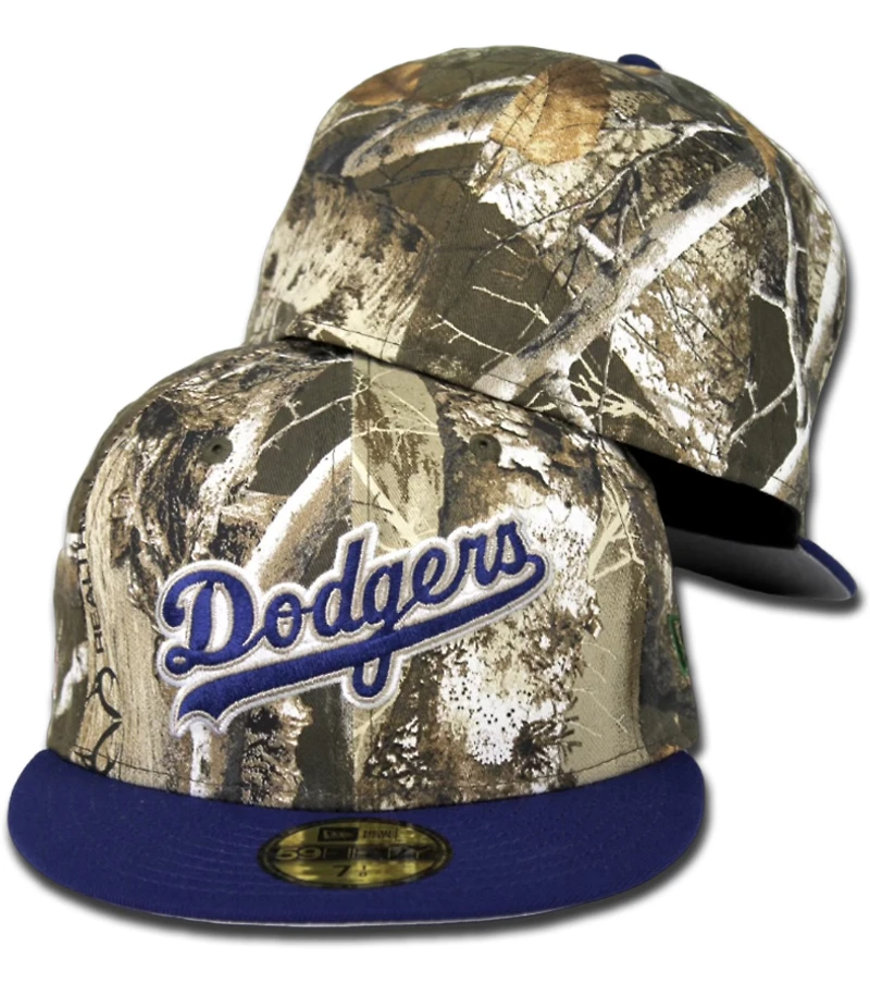 Los Angeles Dodgers Script 805 Real Tree Pack MLB Side Patch Gray UV 59FIFTY Fitted Hat