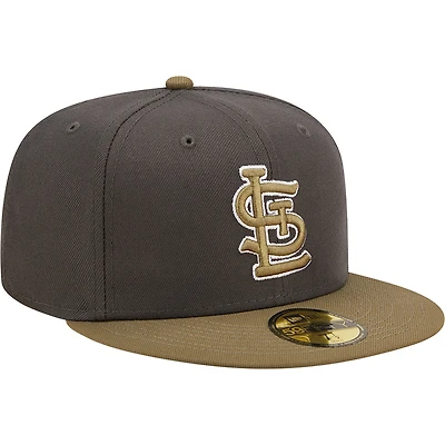 St. Louis Cardinals Charcoal and Olive Basic STL Gray UV New Era 59FIFTY Fitted Hat