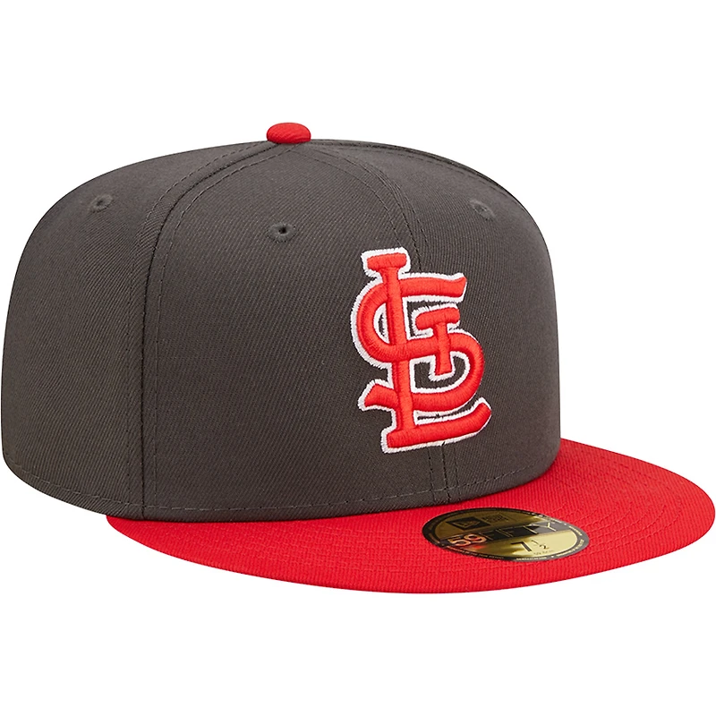 St. Louis Cardinals Charcoal and Red Basic STL Gray UV New Era 59FIFTY Fitted Hat