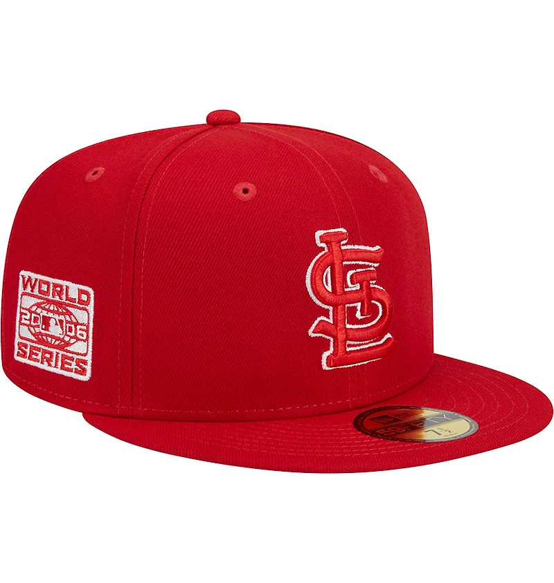 St. Louis Cardinals Red and White Basic STL 2006 World Series Patch Gray UV New Era 59FIFTY Fitted Hat