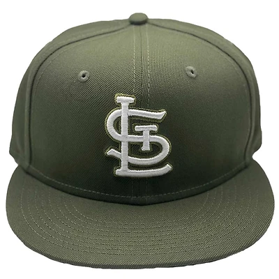 St. Louis Cardinals Army Green and White Basic STL UV New Era 59FIFTY Fitted Hat