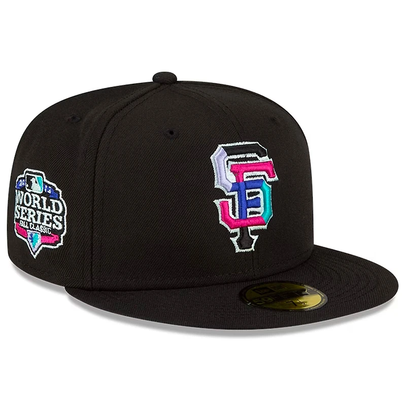San Francisco Giants Black Polar Lights 2012 WS Patch Teal UV New Era 59FIFTY Fitted Hat