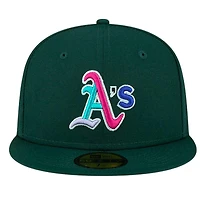 Oakland Athletics Green Polar Lights 1989 WS Patch Lavender UV New Era 59FIFTY Fitted Hat