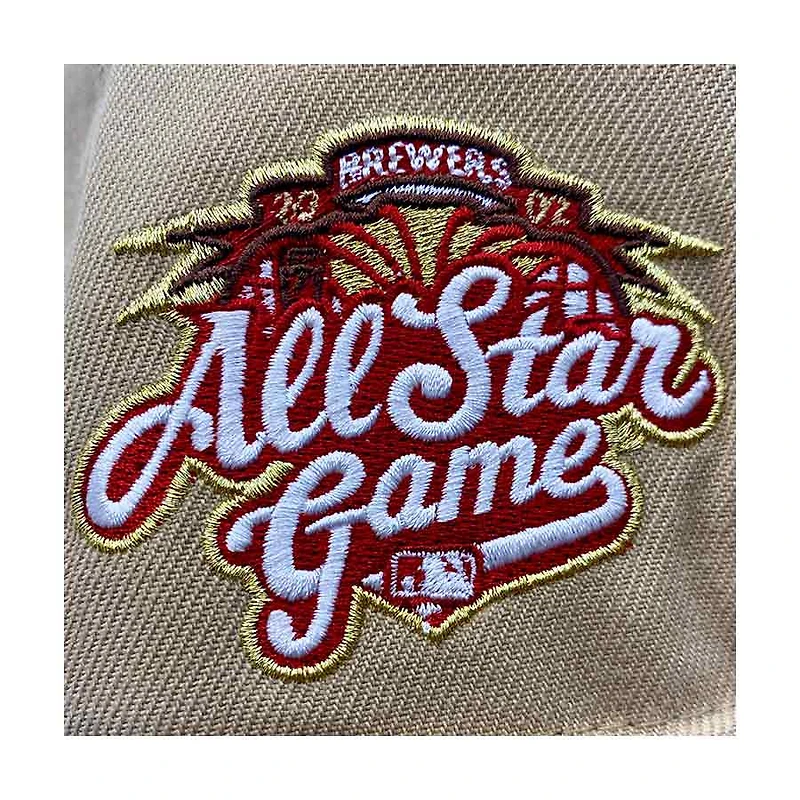 Milwaukee Brewers Khaki and Burgundy MRodd Pack 2002 All Star Game Patch Gray UV New Era 59Fifty Fitted Hat