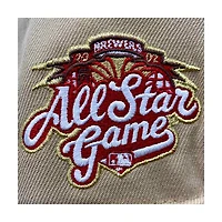 Milwaukee Brewers Khaki and Burgundy MRodd Pack 2002 All Star Game Patch Gray UV New Era 59Fifty Fitted Hat