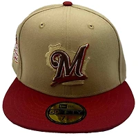 Milwaukee Brewers Khaki and Burgundy MRodd Pack 2002 All Star Game Patch Gray UV New Era 59Fifty Fitted Hat