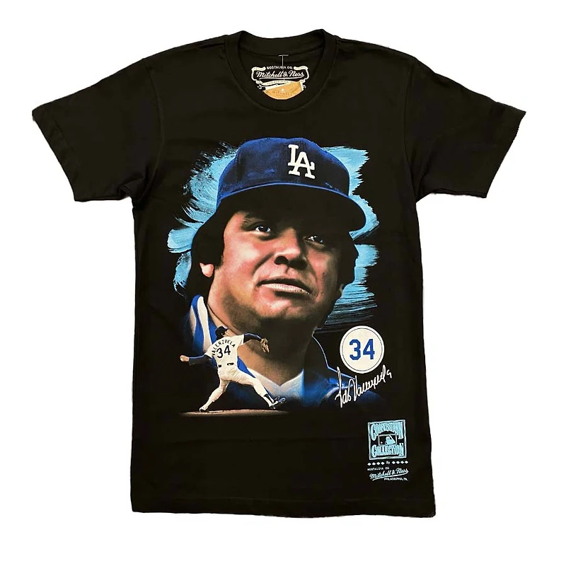 Los Angeles Dodgers Black Fernando Valenzuela Mitchell & Ness Portrait T-Shirt