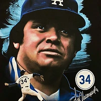 Los Angeles Dodgers Black Fernando Valenzuela Mitchell & Ness Portrait T-Shirt