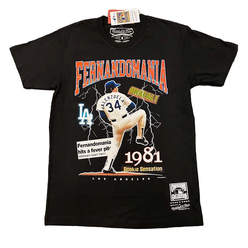 Los Angeles Dodgers Black Mitchell & Ness Fernandomania T-Shirt