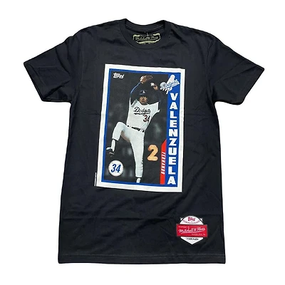 Los Angeles Dodgers Fernando Valenzuela Black Mitchell & Ness x Topps Baseball Card Shirt