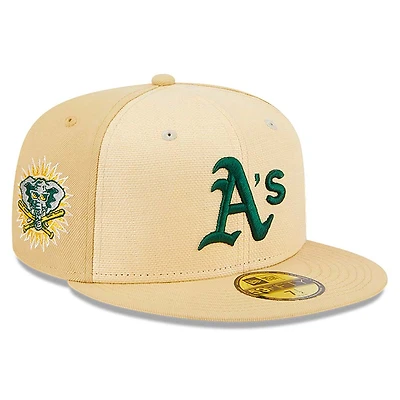 Oakland Athletics Brown Raffia Front Gray UV 59FIFTY Fitted Hat