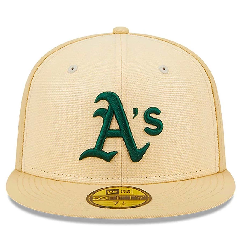 Oakland Athletics Brown Raffia Front Gray UV 59FIFTY Fitted Hat