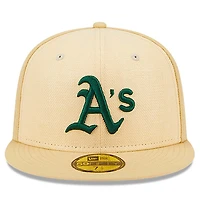 Oakland Athletics Brown Raffia Front Gray UV 59FIFTY Fitted Hat