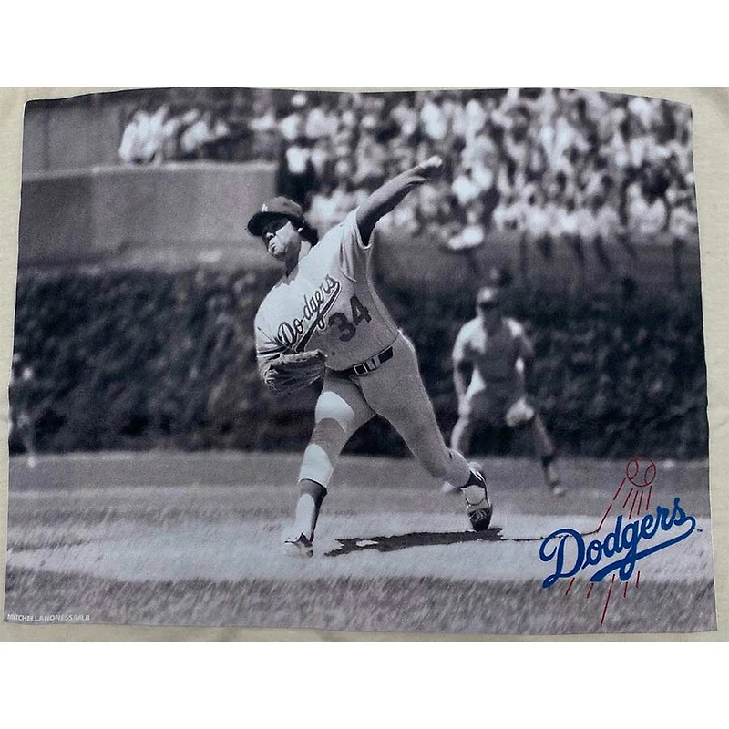Los Angeles Dodgers Off White Fernando Valenzuela Photo Mitchell & Ness Portrait T-Shirt