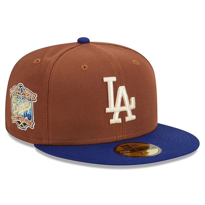 Los Angeles Dodgers Brown Harvest 40th Patch Gray UV 59FIFTY Fitted Hat
