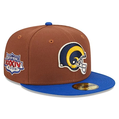 Los Angeles Rams Brown Harvest 2000 SB Patch Gray UV 59FIFTY Fitted Hat