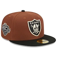 Las Vegas Raiders Brown Harvest 50th Patch Gray UV 59FIFTY Fitted Hat