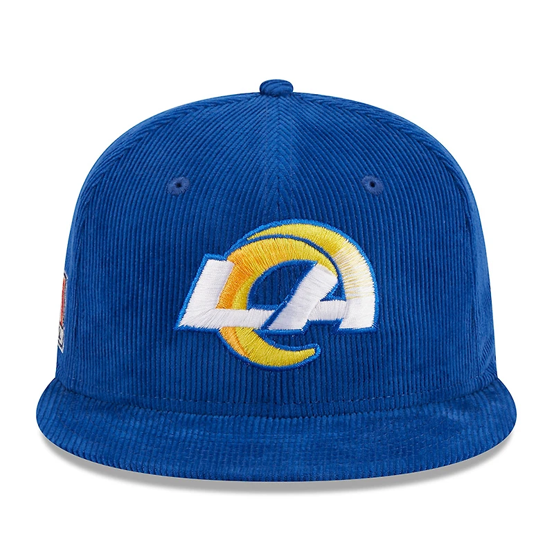 Los Angeles Rams Royal Blue Throwback Corduroy SB LVI Patch Gray UV 59FIFTY Fitted Hat