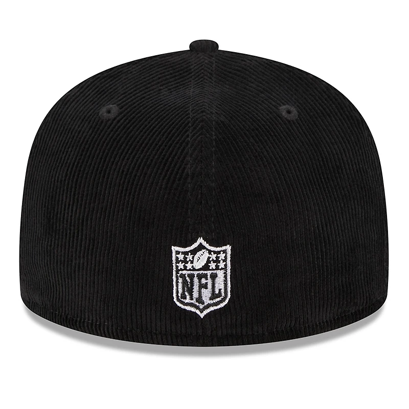 Las Vegas Raiders Black Throwback Corduroy 1990 Hawaii Pro Bowl Patch Gray UV 59FIFTY Fitted Hat