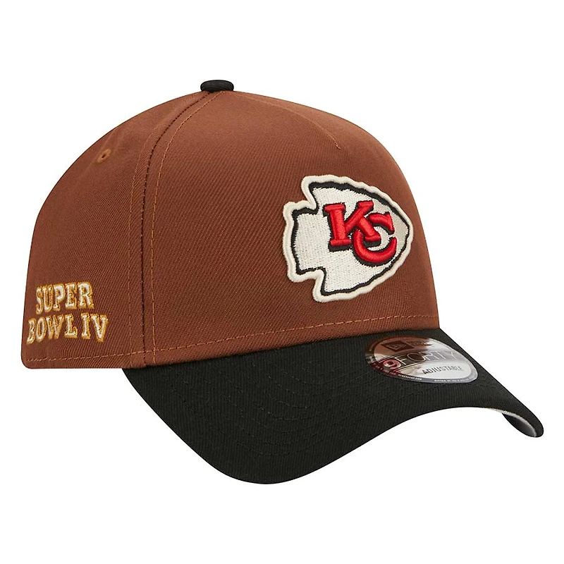Kansas City Chiefs Brown Harvest SB IV Patch 9FORTY New Era Adjustable Hat