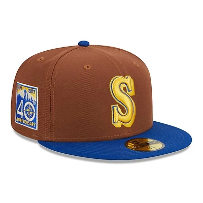 Seattle Mariners Brown Harvest 40th Aniv Patch Gray UV 59FIFTY Fitted Hat