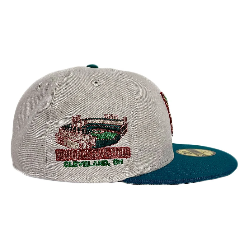 Cleveland Guardians Stone Two Tone Progressive Field Patch Gray UV New Era 59FIFTY Fitted Hat