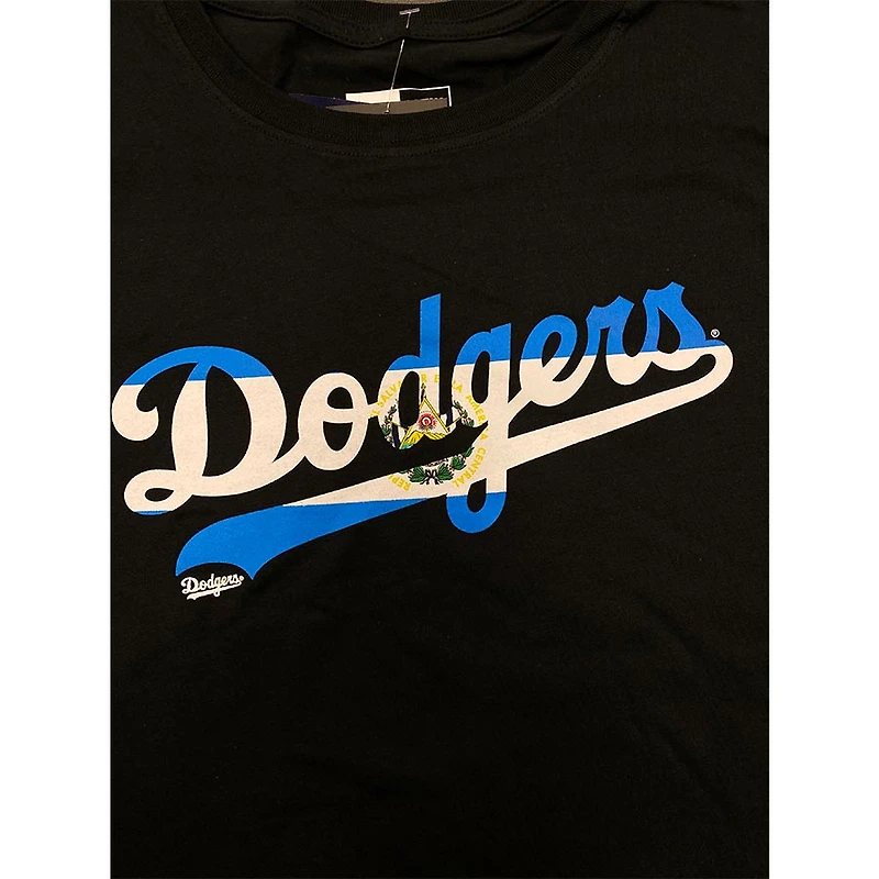 Los Angeles Dodgers Black El Salvador Flag Wordmark New Era T-Shirt