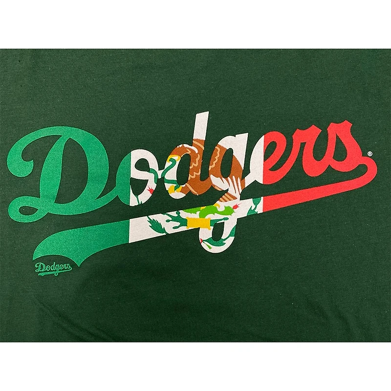 Los Angeles Dodgers Green Mexico Flag Wordmark New Era T-Shirt