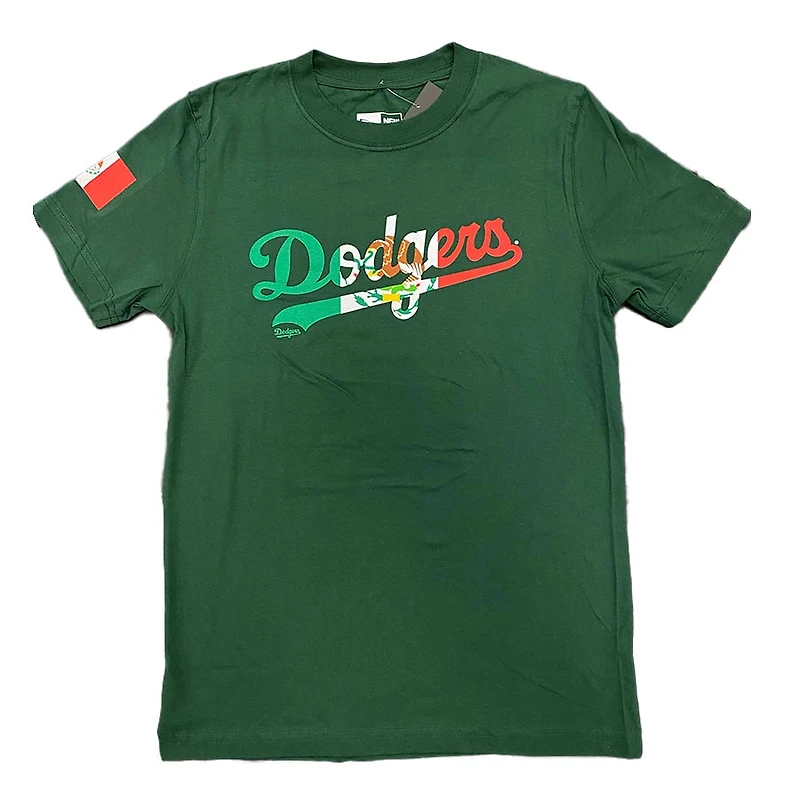 Los Angeles Dodgers Green Mexico Flag Wordmark New Era T-Shirt