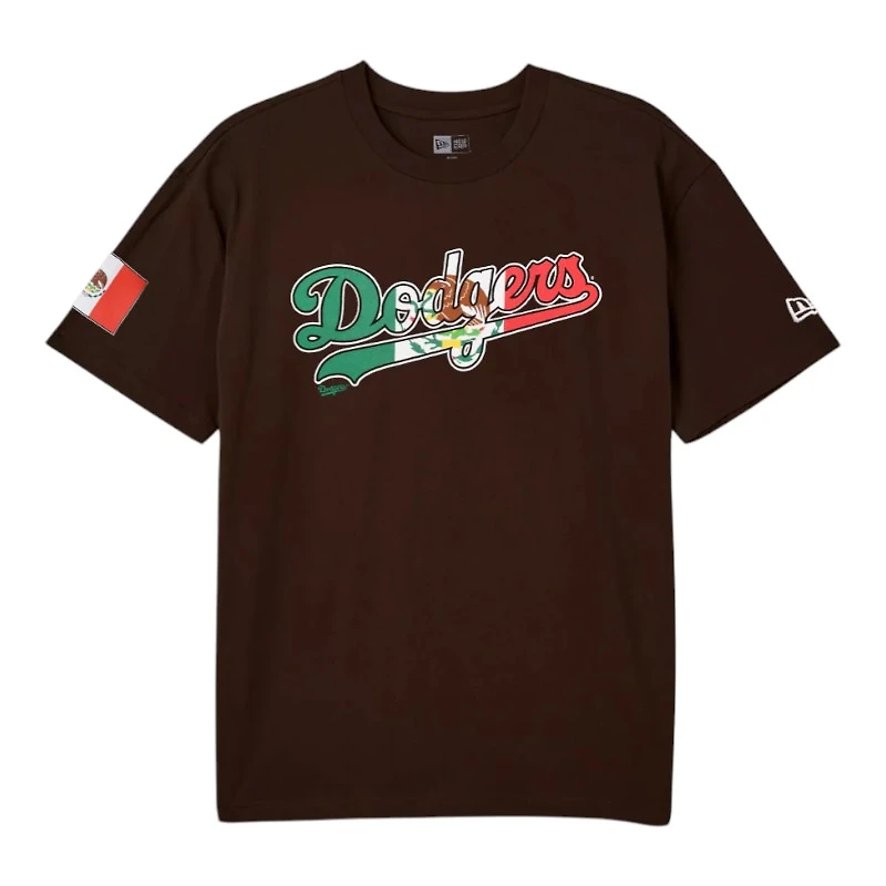 Los Angeles Dodgers Brown Mexico Flag Wordmark New Era T-Shirt