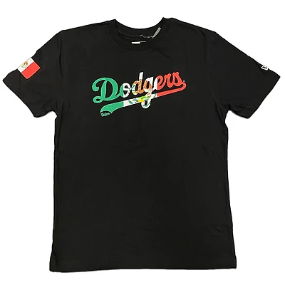 Los Angeles Dodgers Black Mexico Flag Wordmark New Era T-Shirt