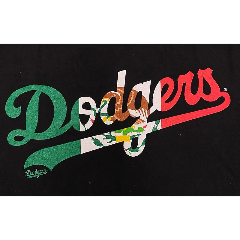 Los Angeles Dodgers Black Mexico Flag Wordmark New Era T-Shirt