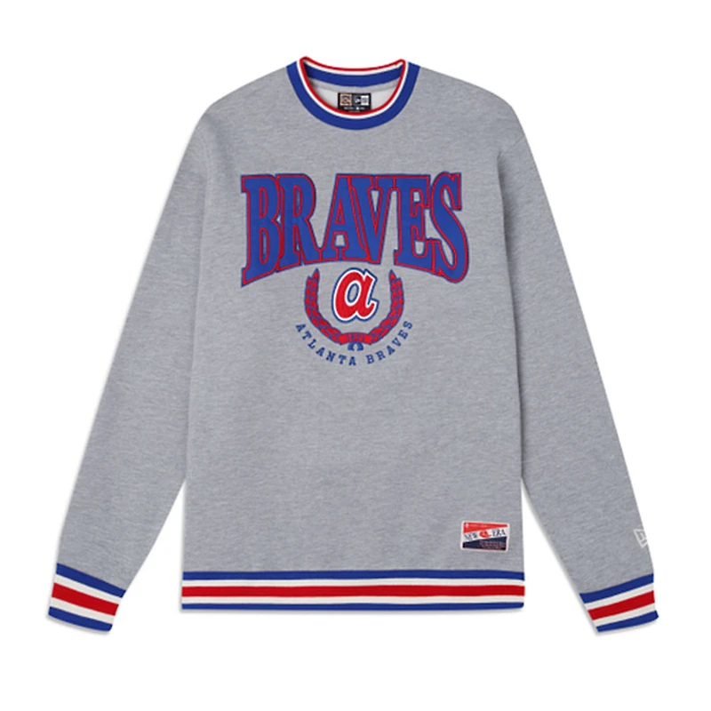 Atlanta Braves Gray New Era Throwback Crewneck