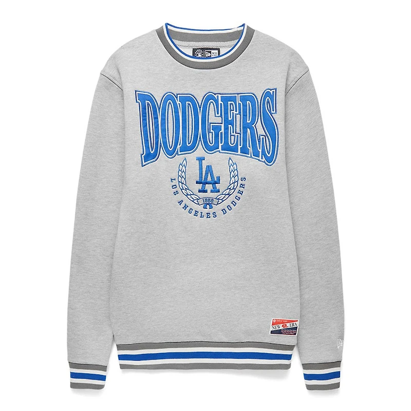 Los Angeles Dodgers Gray New Era Throwback Crewneck