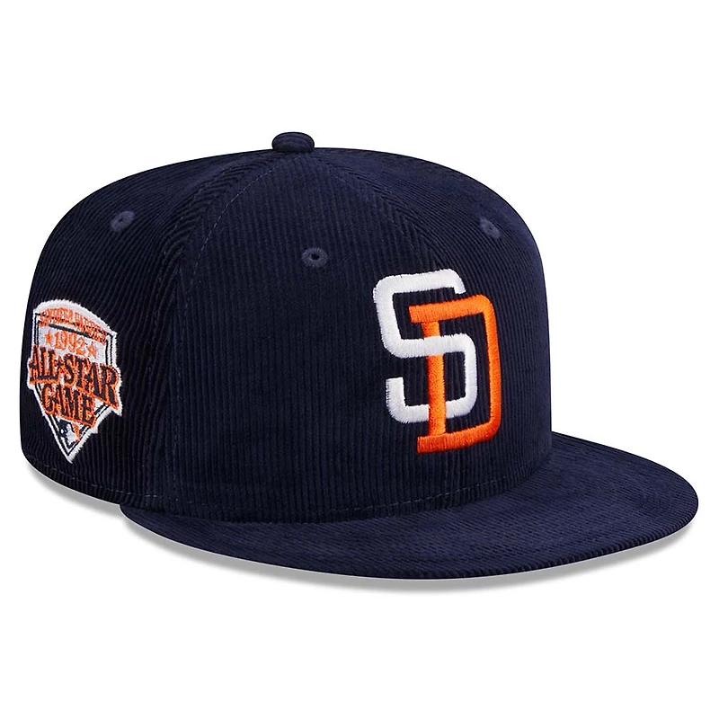 San Diego Padres Navy Throwback Corduroy 1992 ASG Patch Gray UV 59FIFTY Fitted Hat