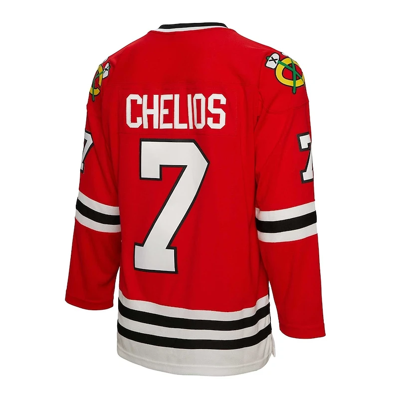 Chicago Blackhawks Chris Chelios Mitchell & Ness Red Captain Patch Jersey