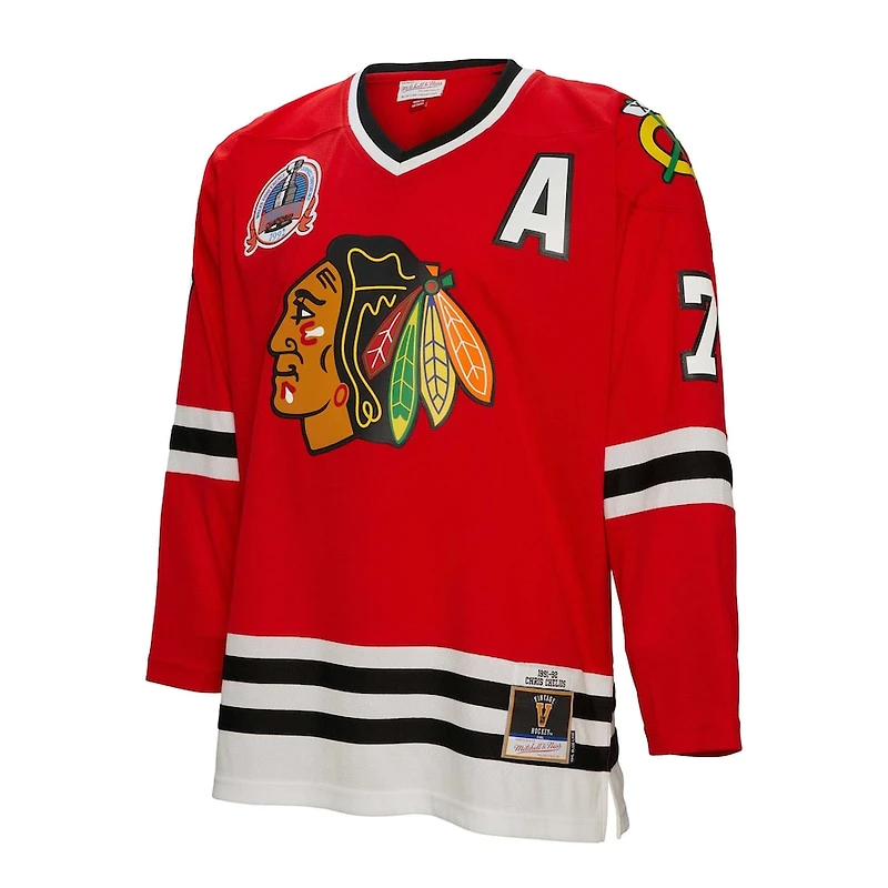 Chicago Blackhawks Chris Chelios Mitchell & Ness Red Captain Patch Jersey