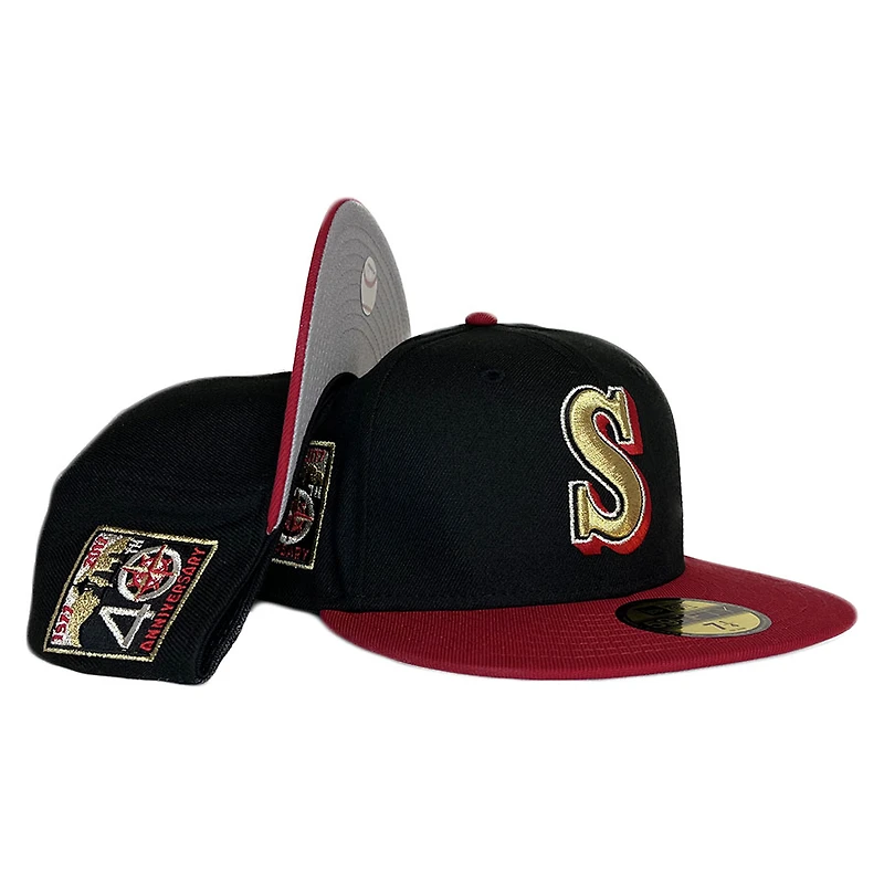Seattle Mariners Black Two Tone 40th Anniversary Patch Gray UV New Era 59FIFTY Fitted Hat