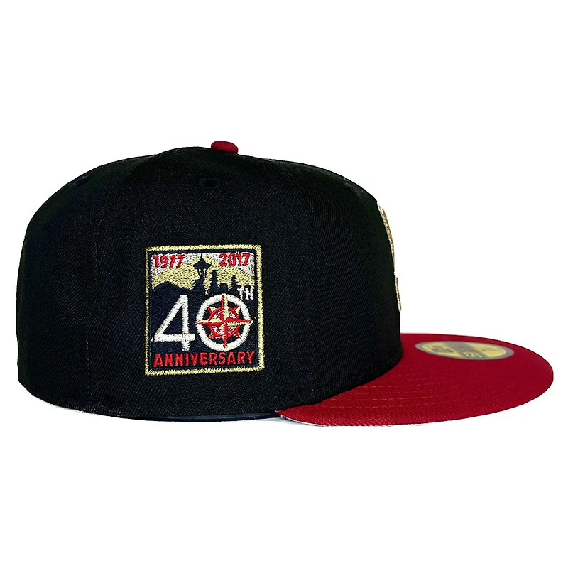 Seattle Mariners Black Two Tone 40th Anniversary Patch Gray UV New Era 59FIFTY Fitted Hat