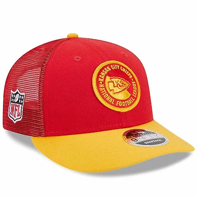 Kansas City Chiefs 2023 NFL Sideline Red and Gold New Era Low Profile 9FIFTY Snapback Hat