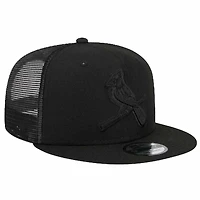 St. Louis Cardinals All Black Old School Logo Trucker New Era 9FIFTY Snapback Hat