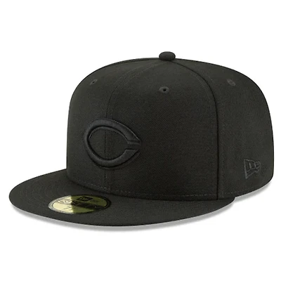 Cincinnati Reds Black on Basic New Era 59FIFTY Fitted Hat