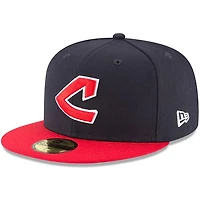Cleveland Indians Navy and Red Cooperstown Basic New Era 59FIFTY Fitted Hat