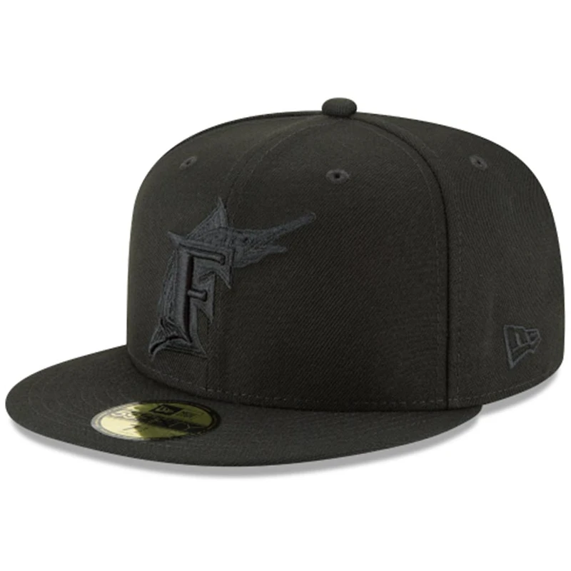 Florida Marlins Black on Basic New Era 59FIFTY Fitted Hat