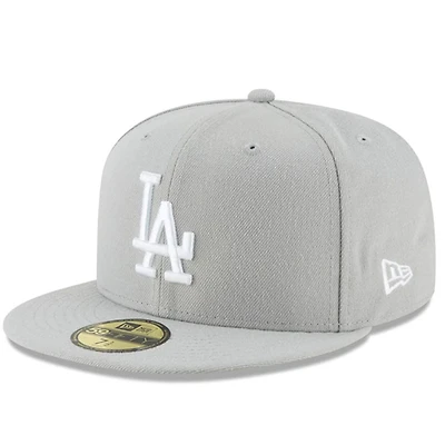 Los Angeles Dodgers White on Light Gray Basic New Era 59FIFTY Fitted Hat