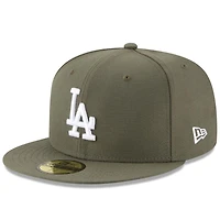 Los Angeles Dodgers White on Olive Green Basic New Era 59FIFTY Fitted Hat